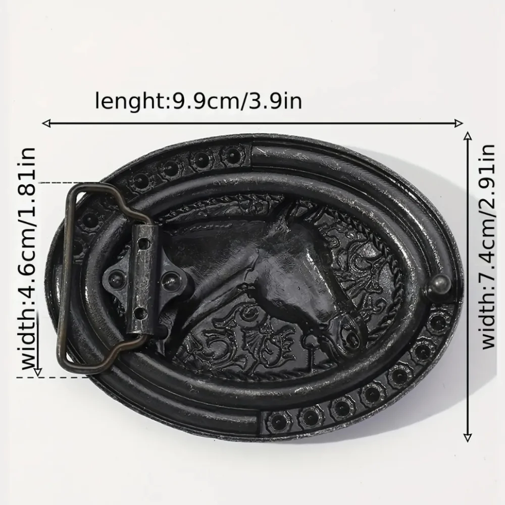 New men's horse cowboy western belt buckle blue beads